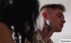 Latina Tgirl stepmommy licks and bangs stepsons tight ass