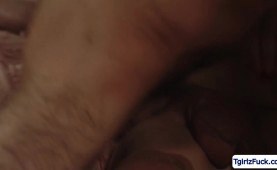 Ts Ariel Demure deepthroats blowjob 69 and anal barebacked