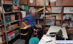 Petite asian teen shoplifter blowjobs then fucked by officer