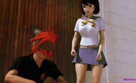 Stud Fucks Sexy Classmate on Stairs - 3D