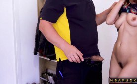 delivery guy gets a handjob tip from horny customer