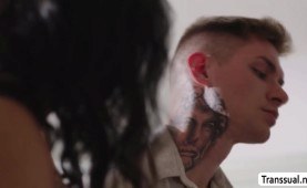 Spanish TS stepmom licks and analed her problimatic stepson