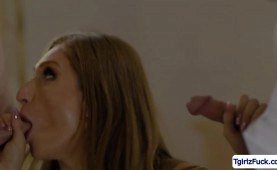 Blonde tranny big ass analed while fucking pussy threesome