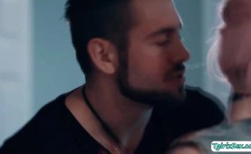 Transexual suck straight guy cock in bed