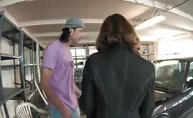 Porn Babe Huge Sexy Tits Threesome Sex In Garage