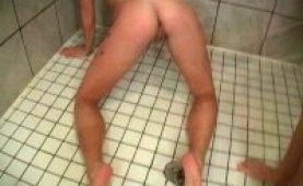 Teens taste pussy in the shower