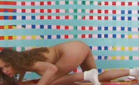 Horny blonde plays with her wet pussy