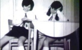 Two horny schoolgirls getting fucked