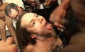 Sexy amateur swallows many loads