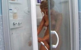 Young girl taking a shower