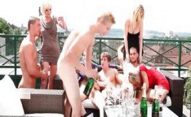 Bisexual sex party on the rooftop
